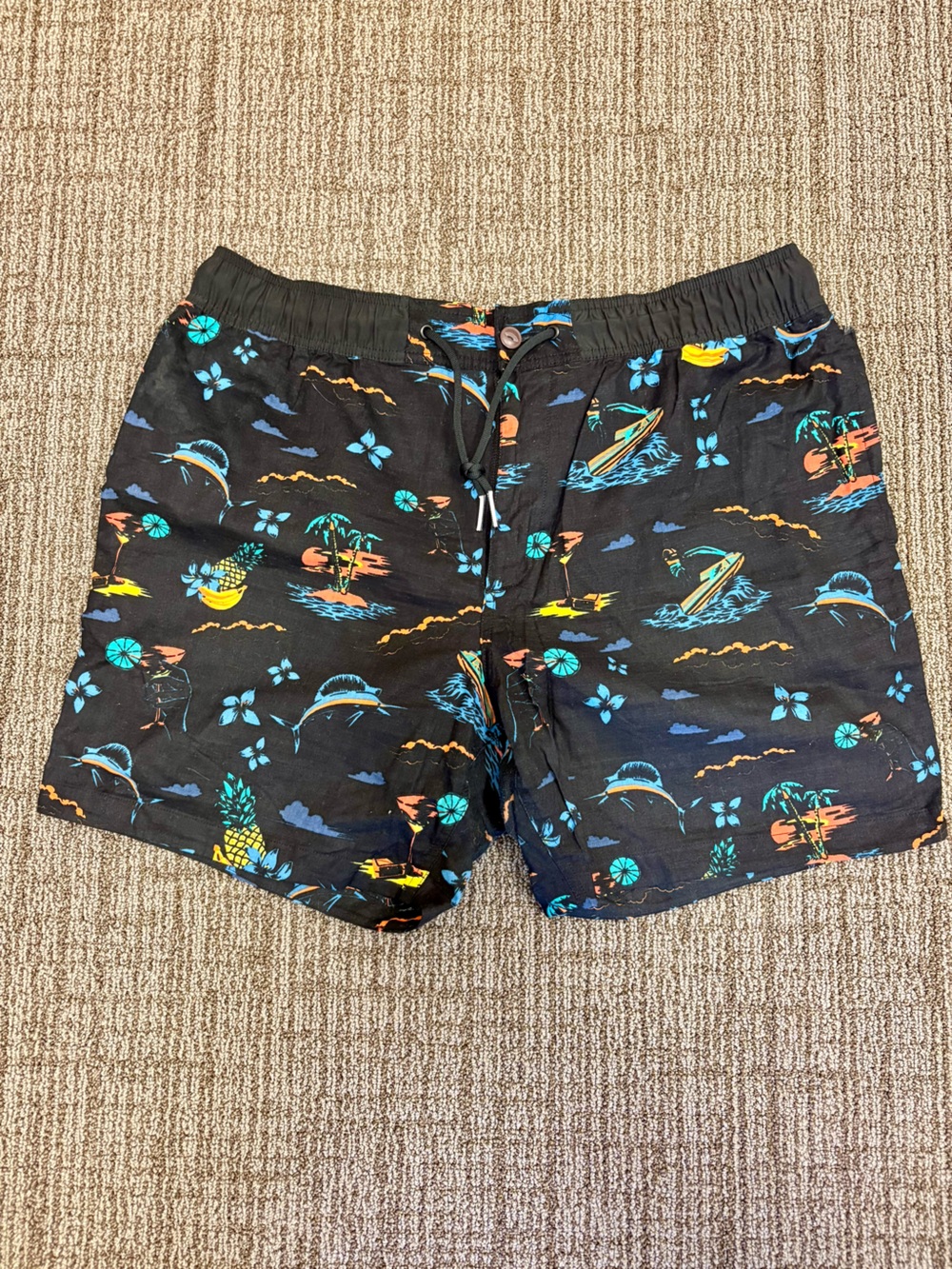 adidas Black Men's Shorts with Tropical Print